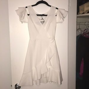 White off the shoulder skater dress